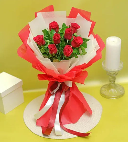 8 Red Roses Bunch